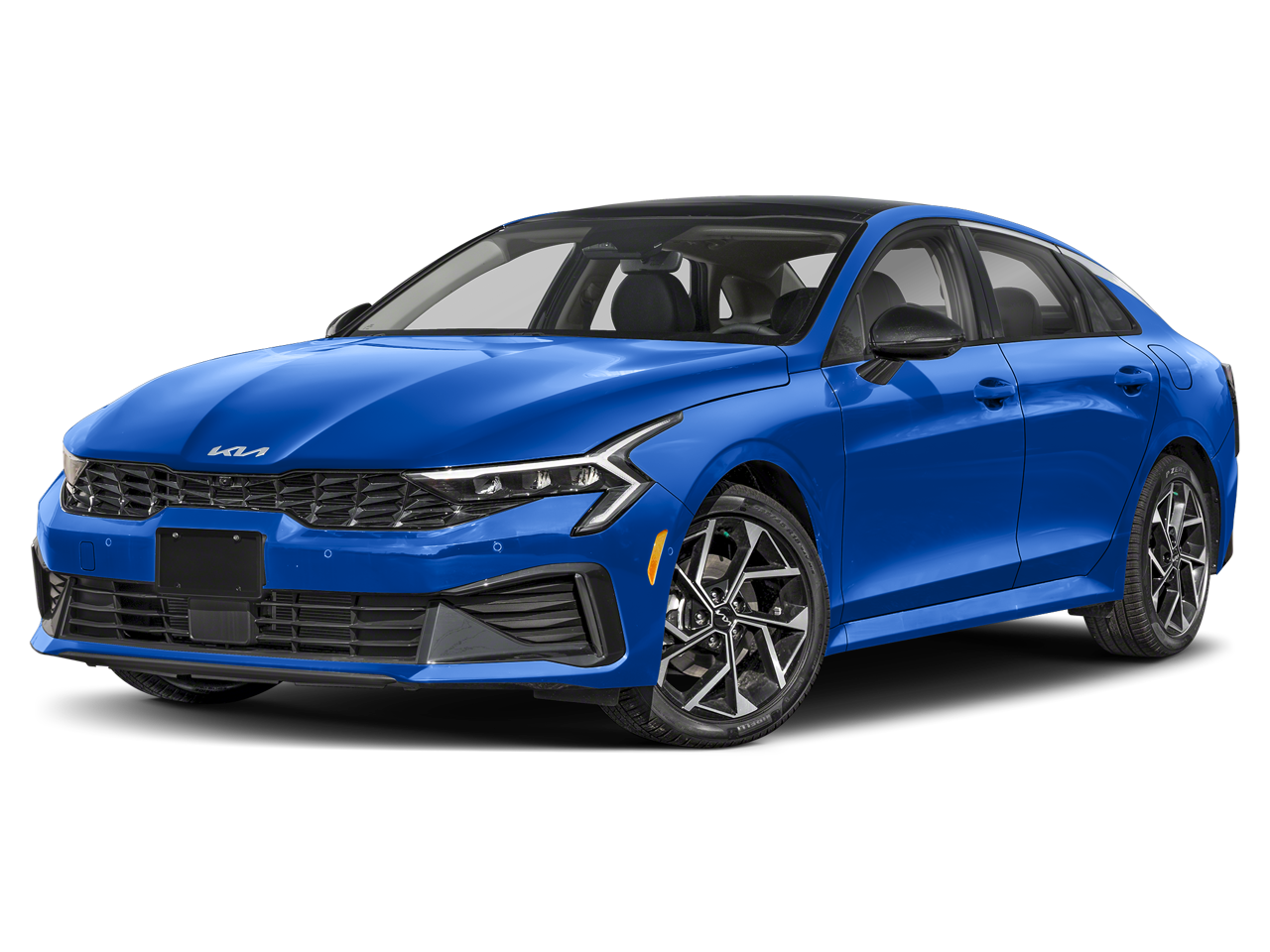 2026 Kia K5 EX in Yacht Blue — front three-quarter view