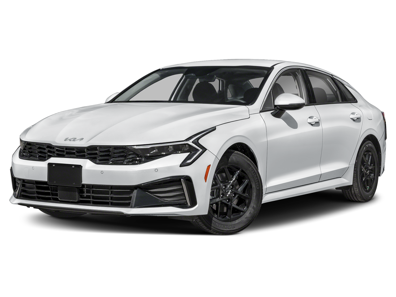 2026 Kia K5 LXS in Snow White Pearl — front three-quarter view