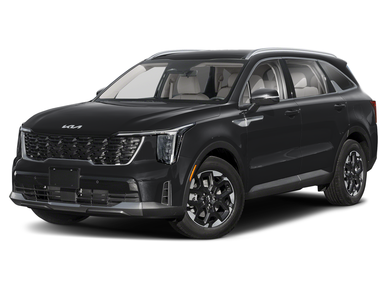 2026 Kia Sorento S in Ebony Black — front three-quarter view