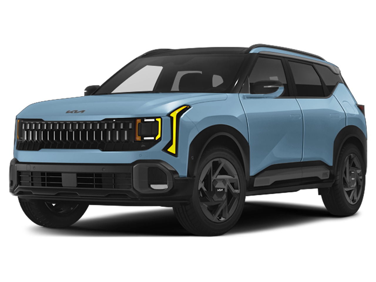 2027 Kia Seltos X-Line in Frost Blue — front three-quarter view