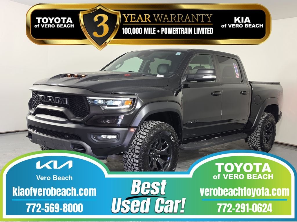 2022 RAM 1500 TRX in Diamond Black Crystal Pearlcoat — front three-quarter view