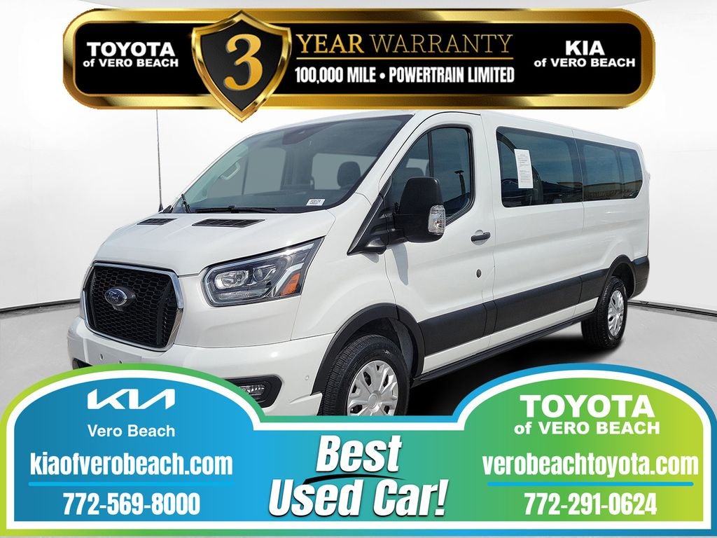 2023 Ford Transit-350 XLT in Oxford White — front three-quarter view