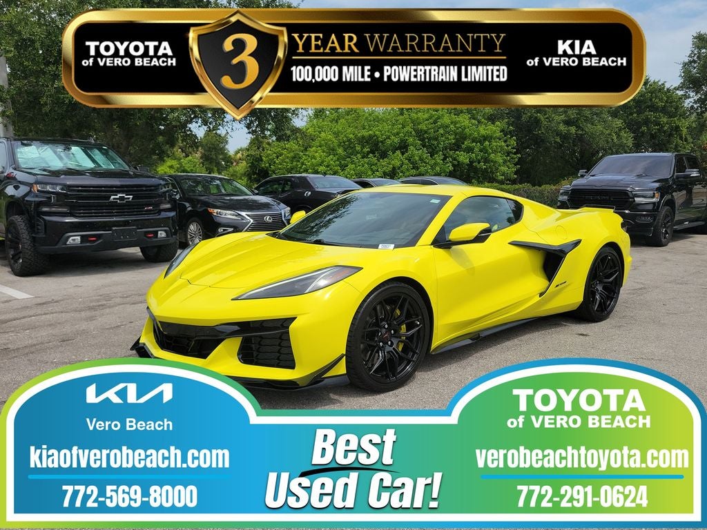 2023 Chevrolet Corvette Z06 2LZ in Accelerate Yellow Metallic — front three-quarter view