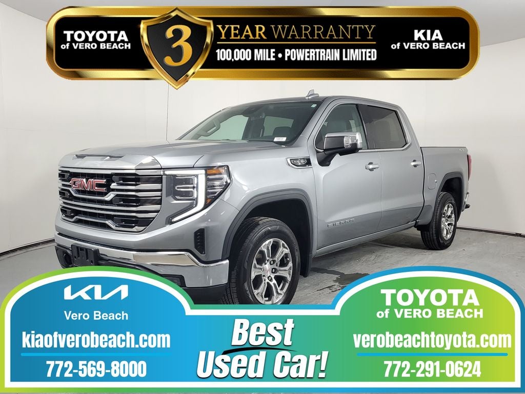 2024 GMC Sierra 1500 SLT in Sterling Metallic — front three-quarter view