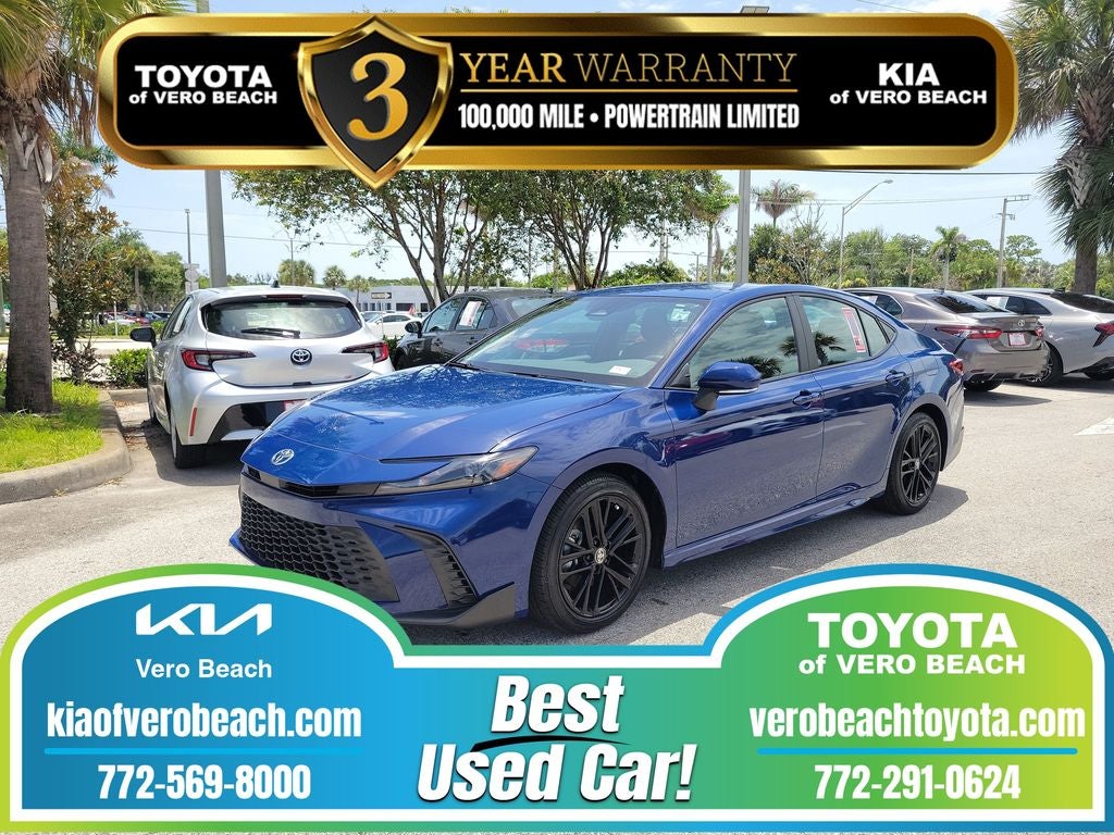 2026 Toyota Camry SE in Blue — front three-quarter view