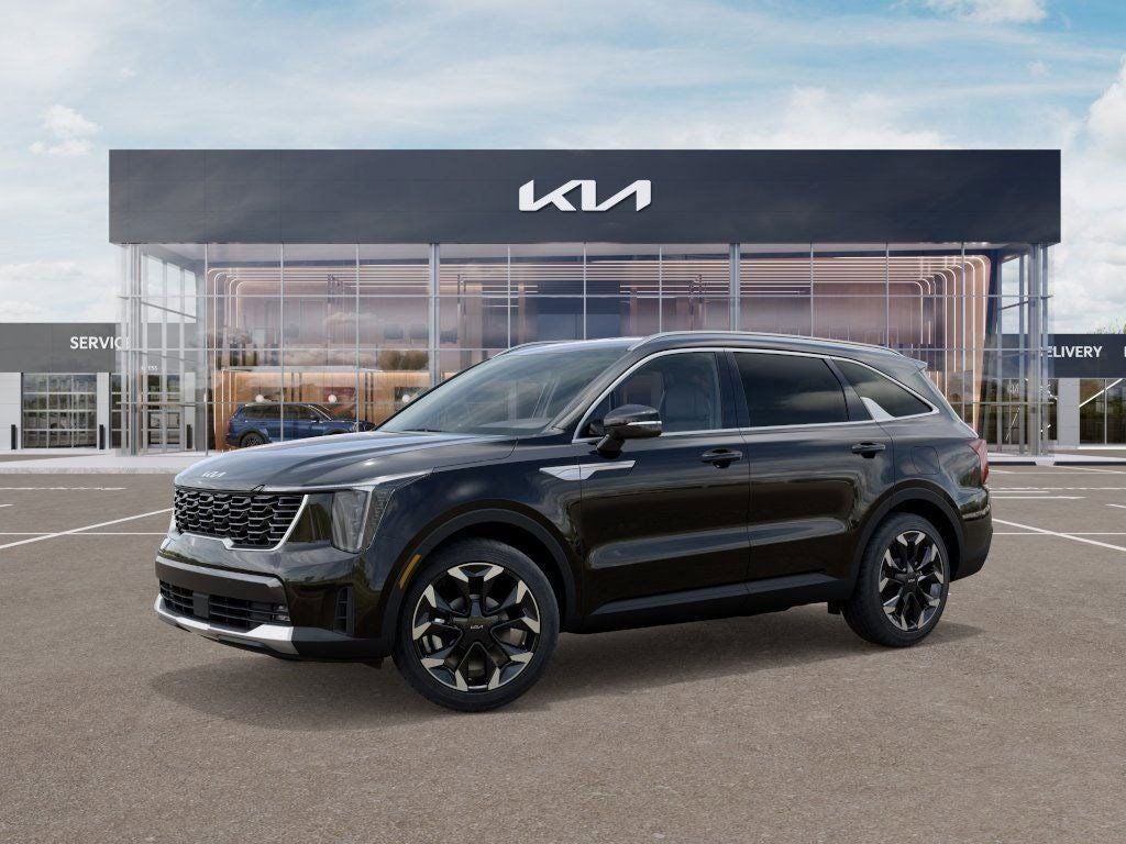 2026 Kia Sorento EX in Ebony Black — front three-quarter view