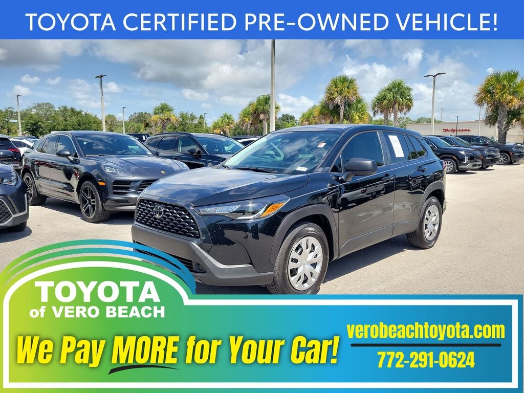 2025 Toyota Corolla Cross L in Jet Black — front three-quarter view