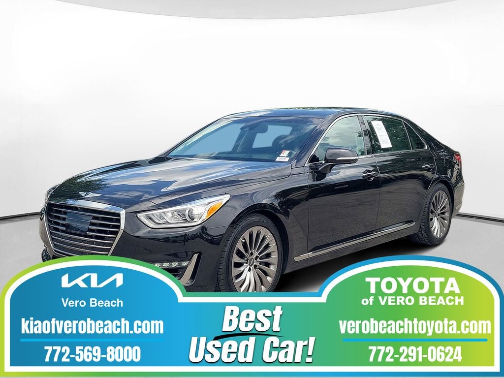 2019 Genesis G90 3.3T Premium in Black — front three-quarter view