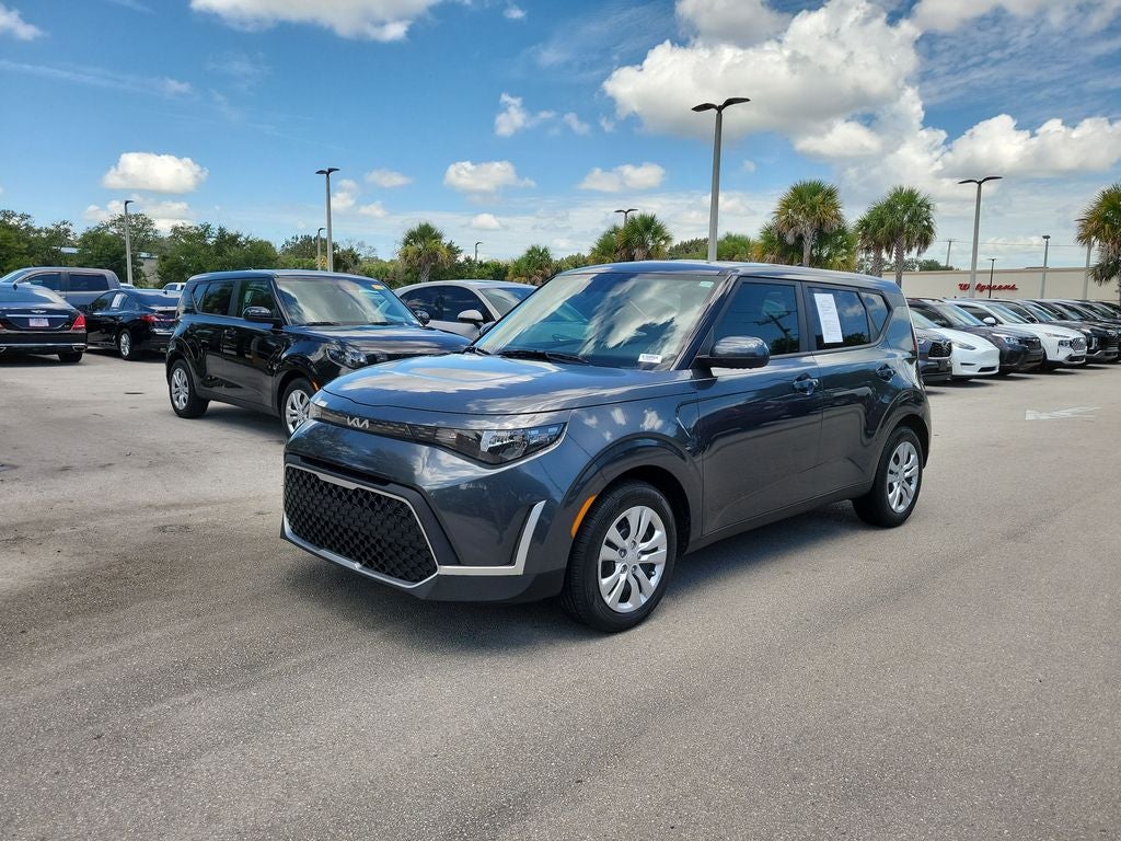 2024 Kia Soul LX in Gravity Gray — front three-quarter view
